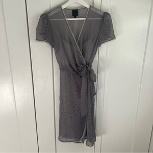 Anna Sui Sheer Foil Dot Wrap Dress